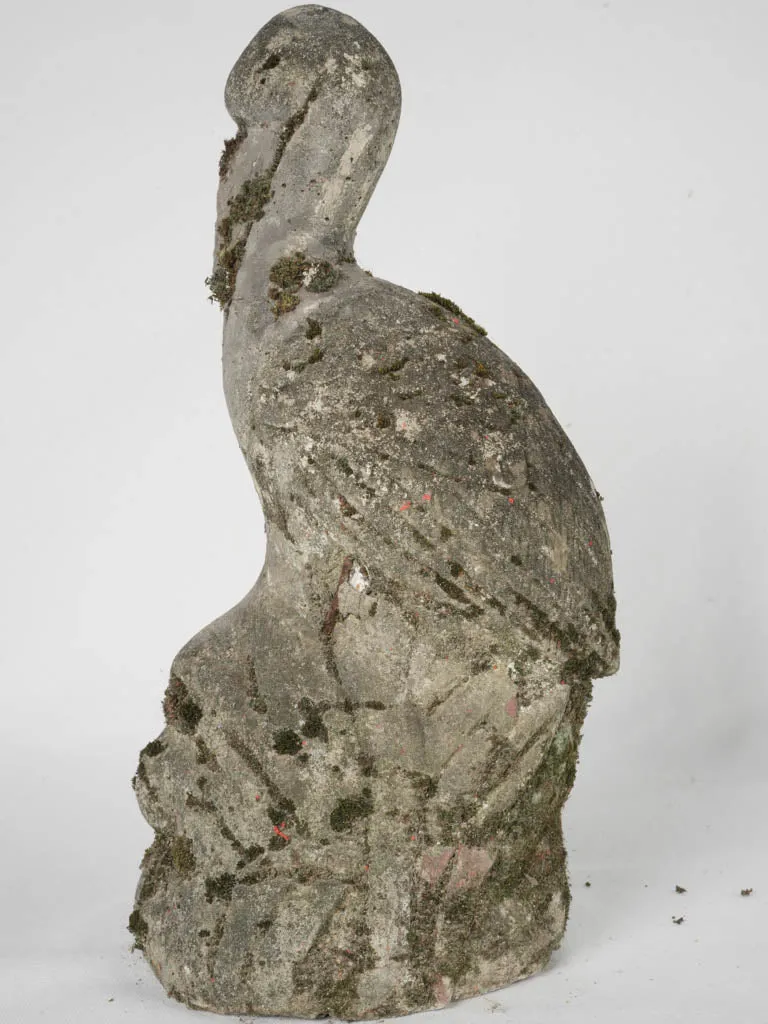 1950s French Concrete Garden Sculpture – Crane or Pelican 17¼"