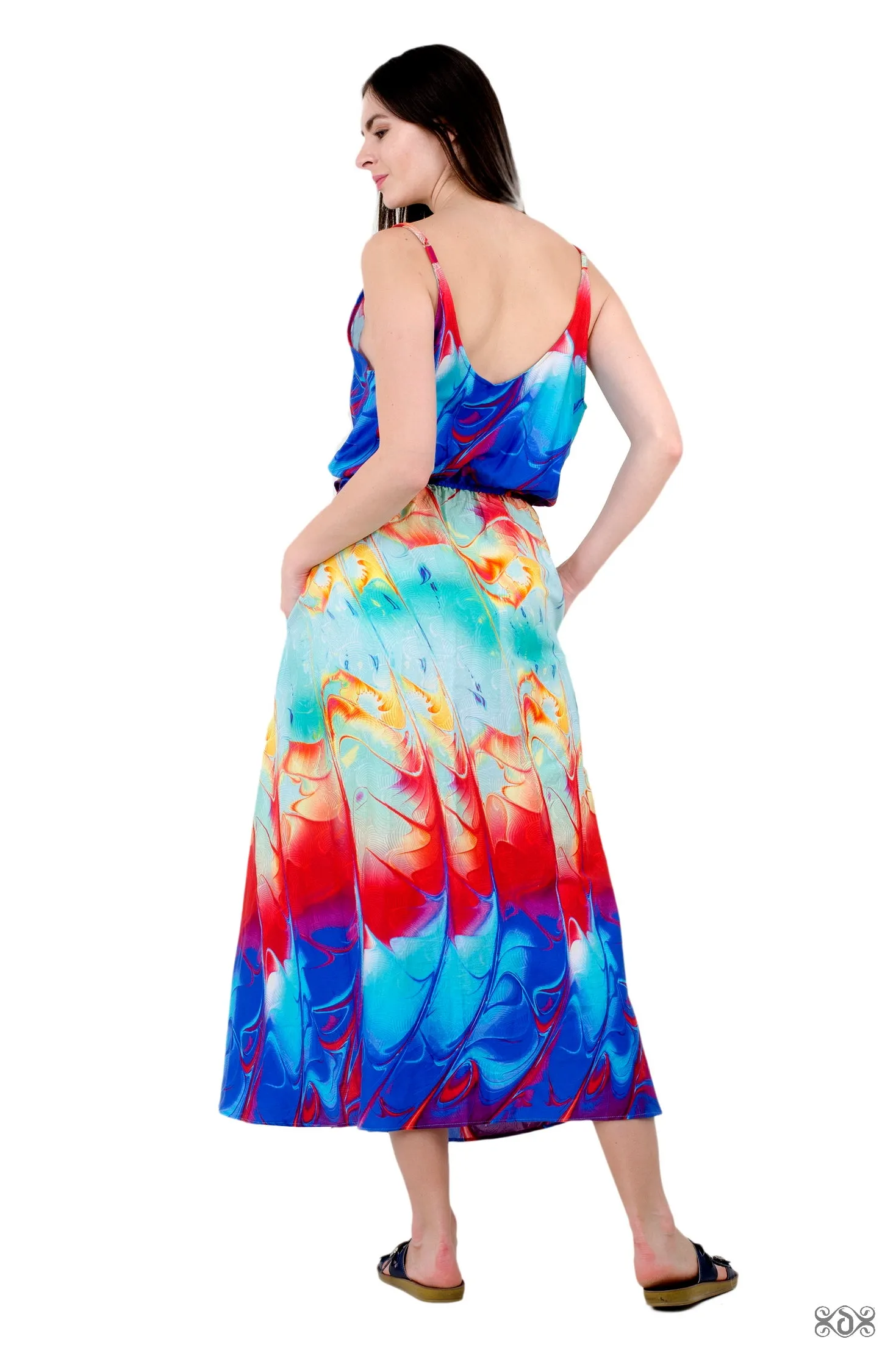 AERO-TERRANIUS Stormy Waves Devarshy Pure Cotton Long Strap Dress