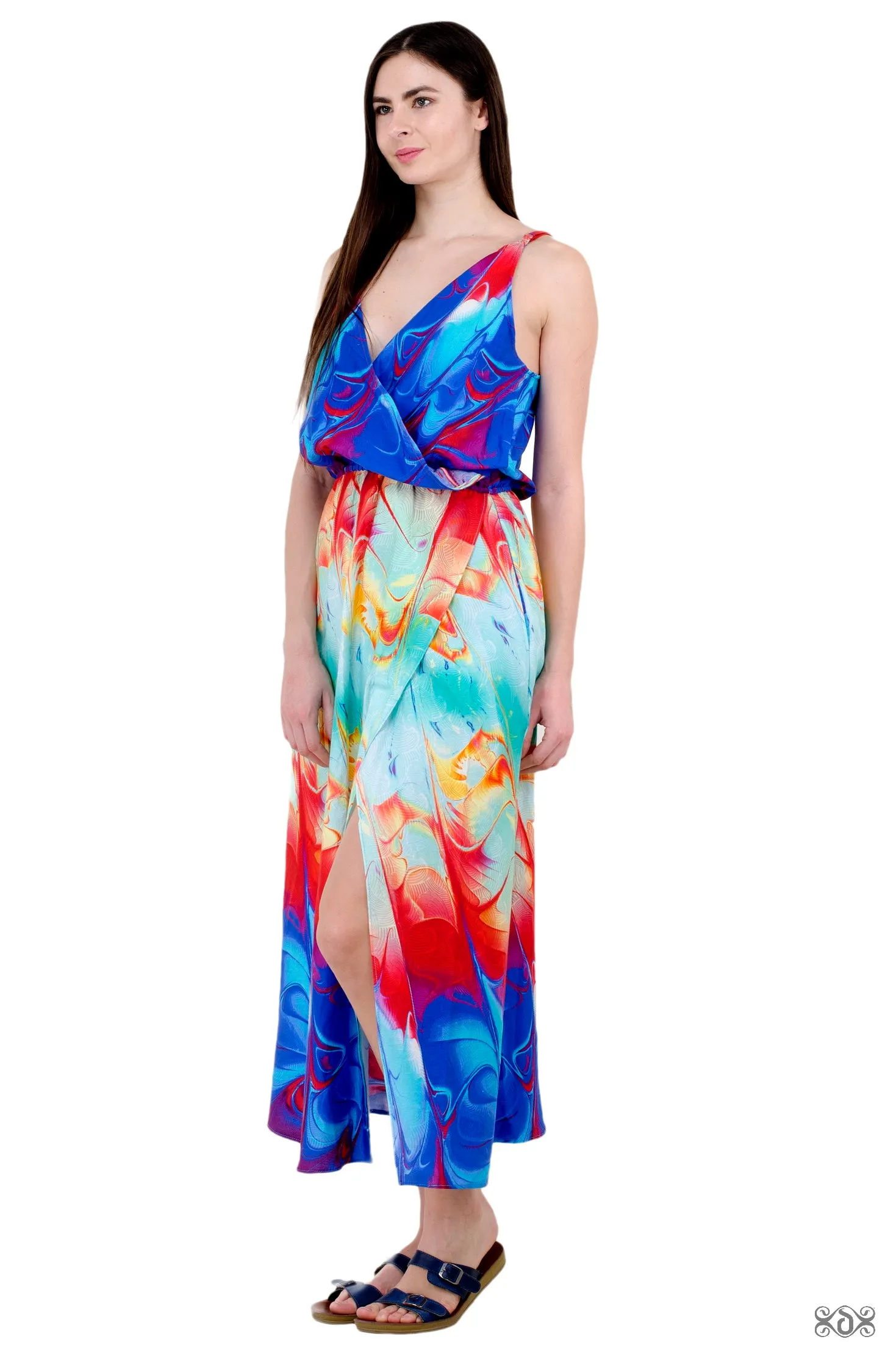 AERO-TERRANIUS Stormy Waves Devarshy Pure Cotton Long Strap Dress