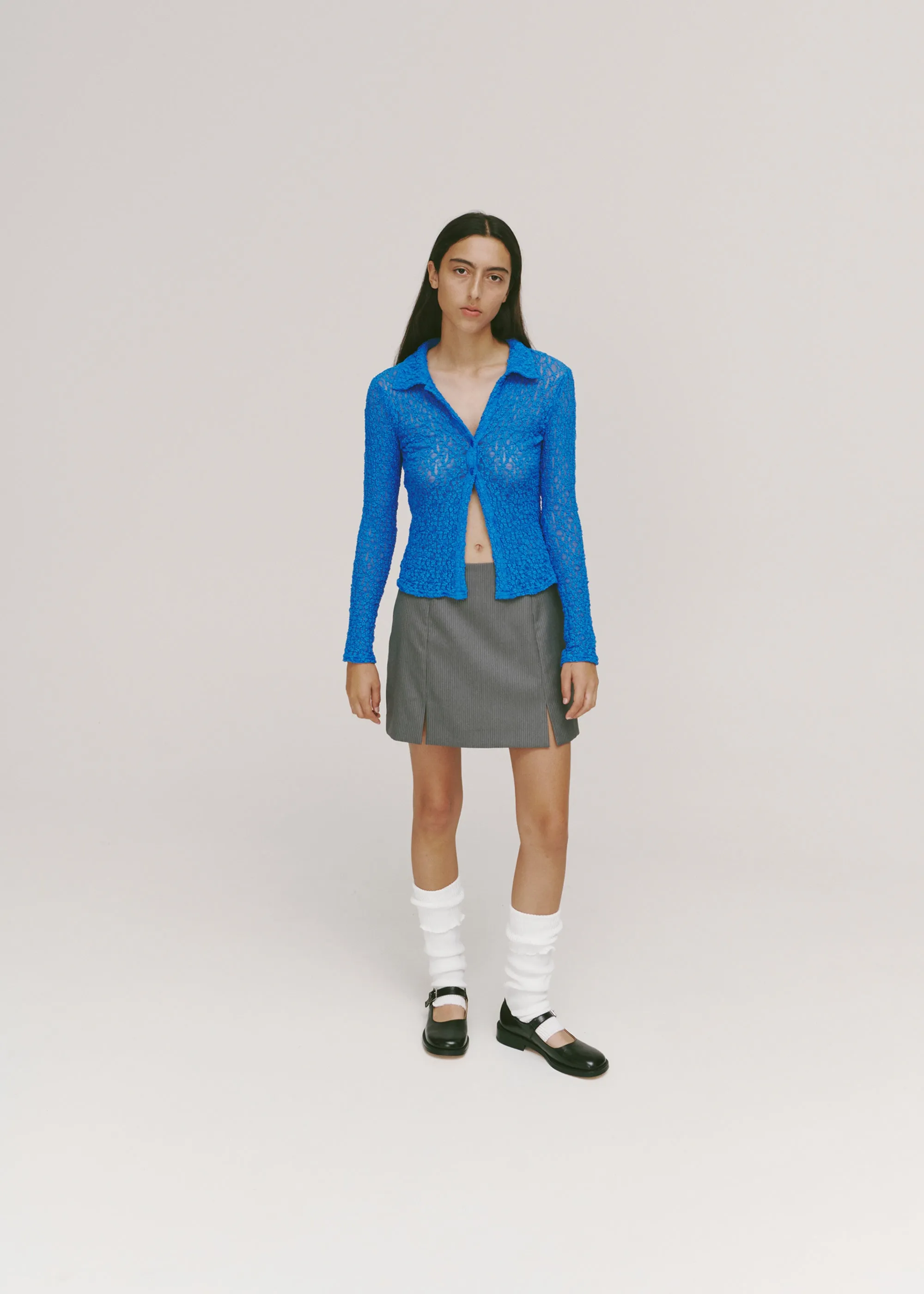 All-Day Miniskirt ~ Grey Pinstripe