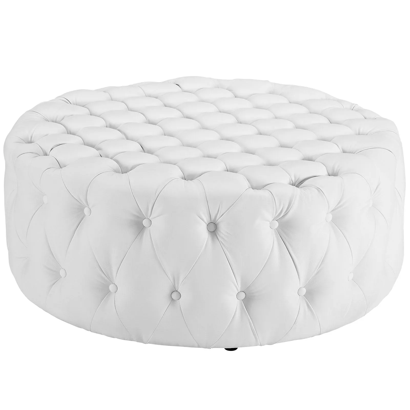 Amour Upholstered Vinyl Ottoman White EEI-2224-WHI