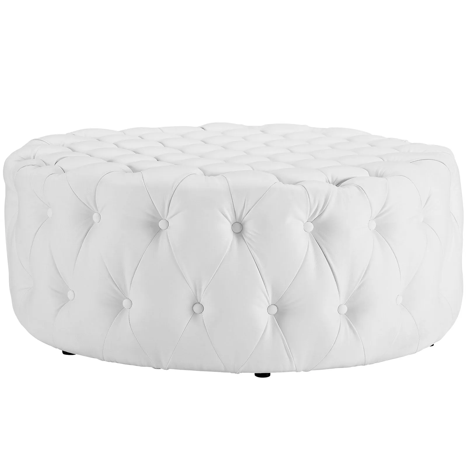 Amour Upholstered Vinyl Ottoman White EEI-2224-WHI