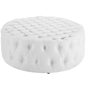 Amour Upholstered Vinyl Ottoman White EEI-2224-WHI