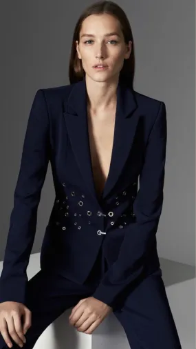 Blue Blazer Co-Ord Set with Straight Pants