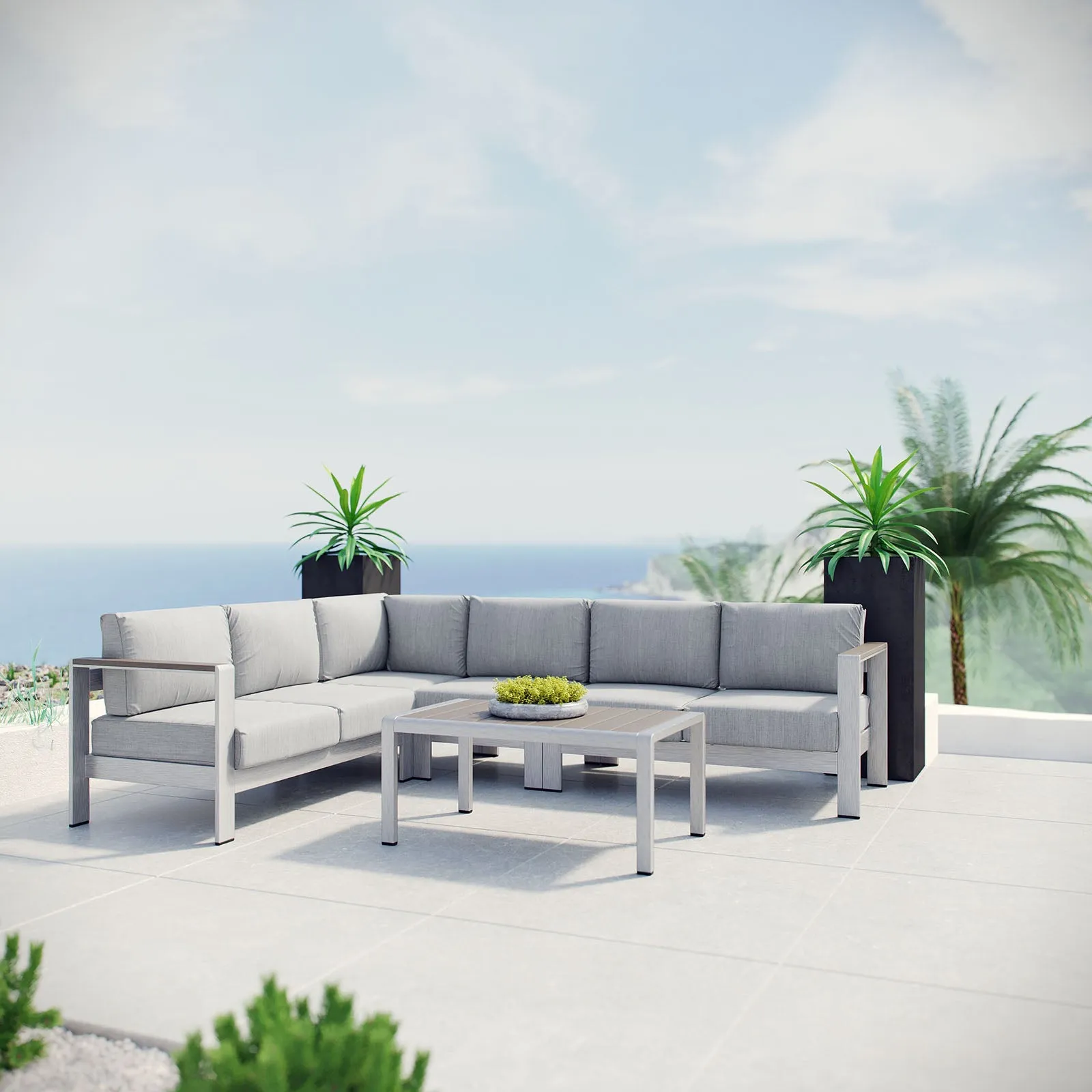Coast 5-Piece Outdoor Patio Aluminum Sectional Sofa Set