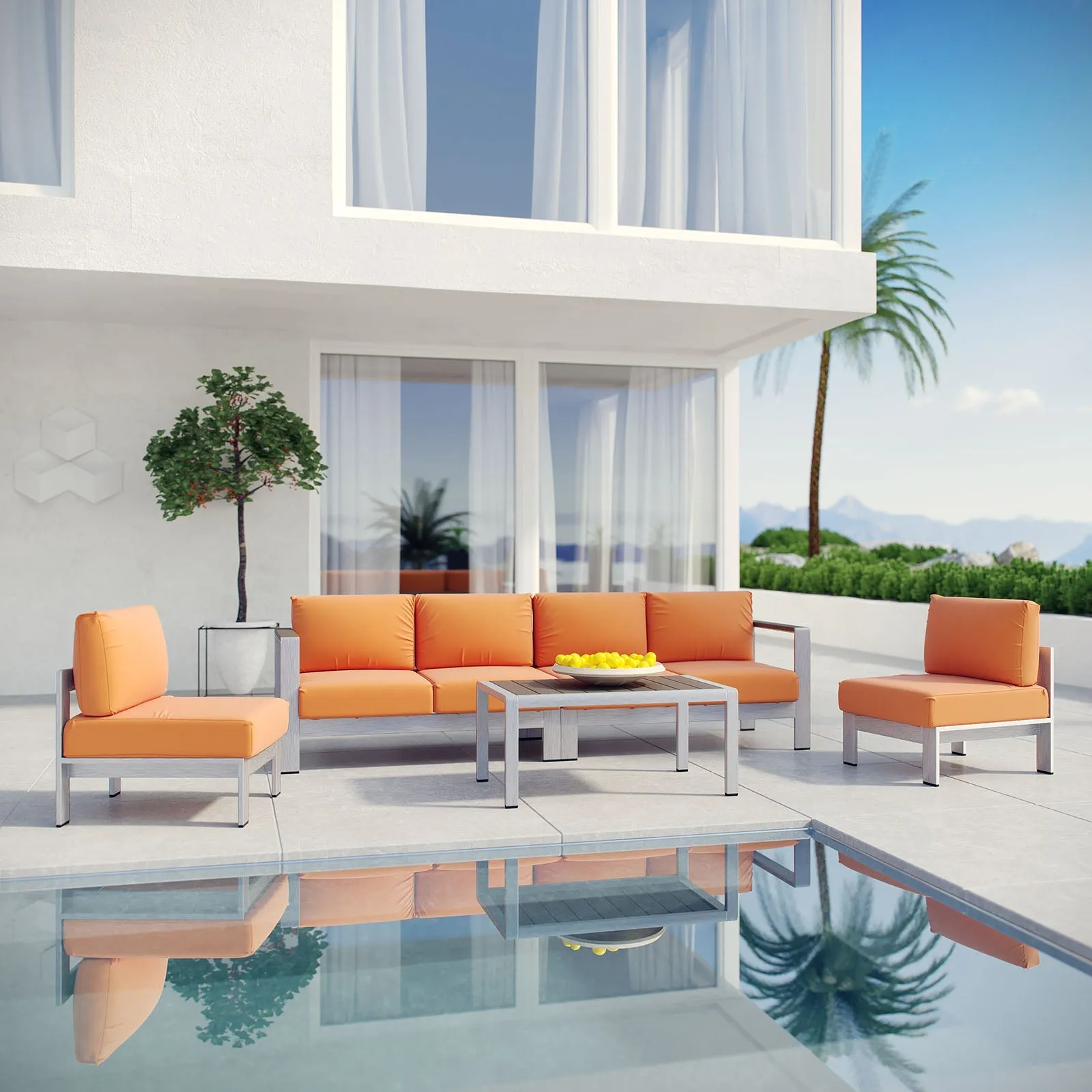 Coast 5 Piece Outdoor Patio Aluminum Sofa Set