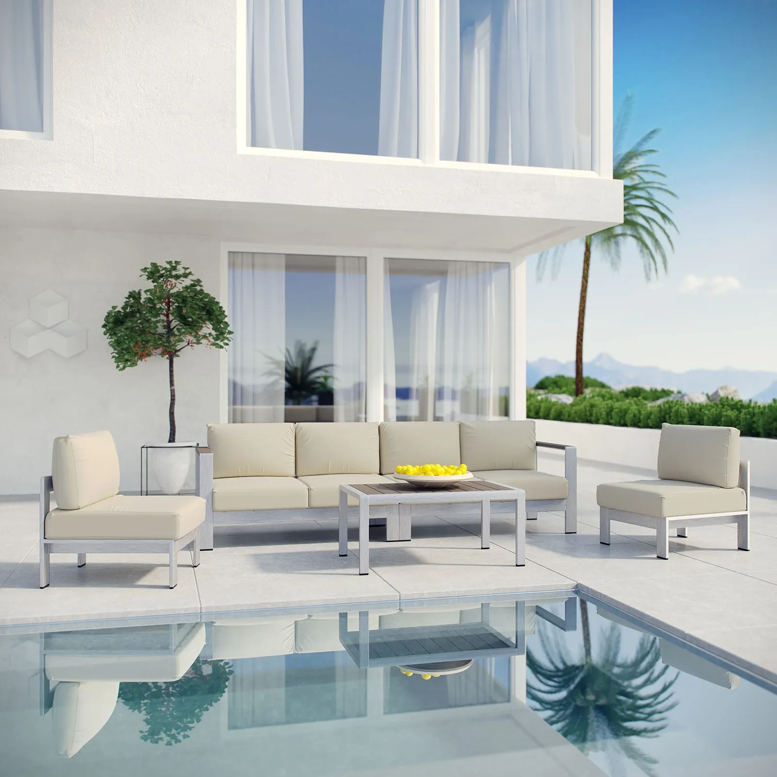 Coast 5 Piece Outdoor Patio Aluminum Sofa Set