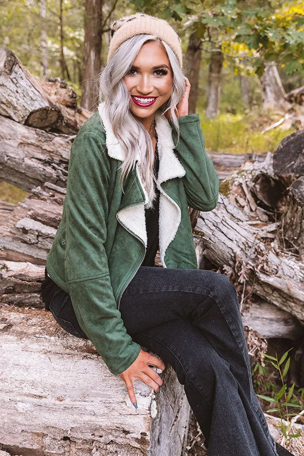 Fall Session Faux Suede Jacket In Olive