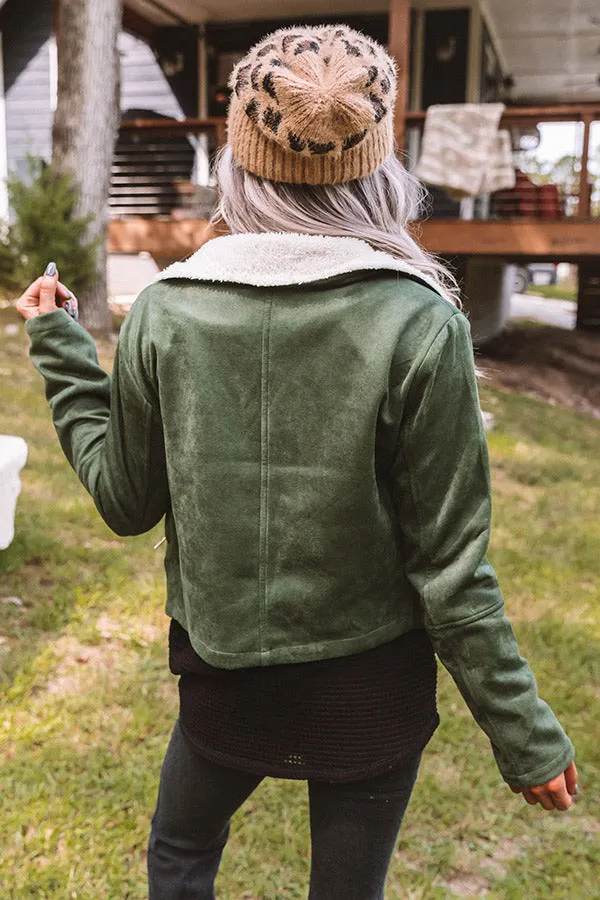 Fall Session Faux Suede Jacket In Olive