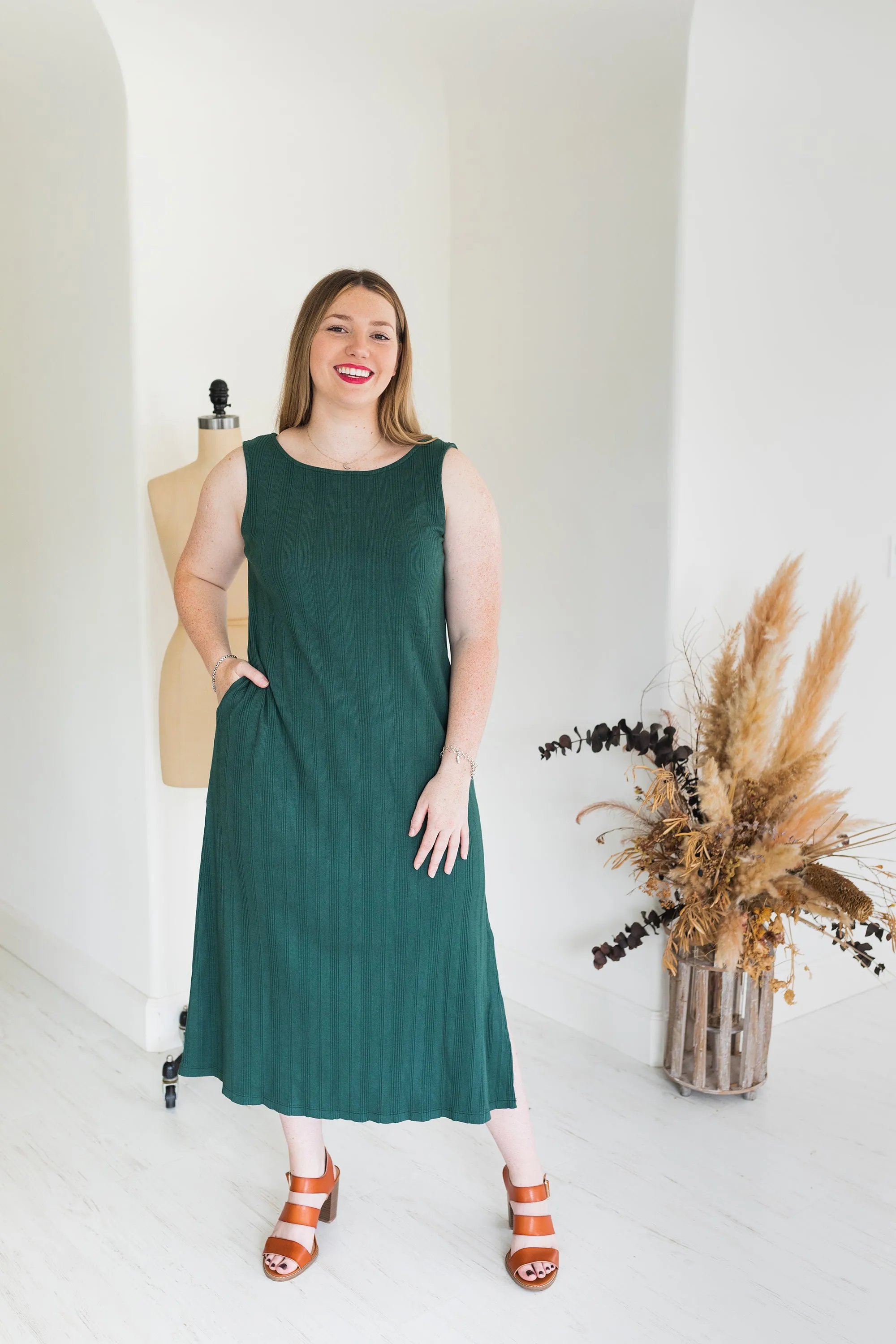 Fortuna Wide Rib Dress - Jade