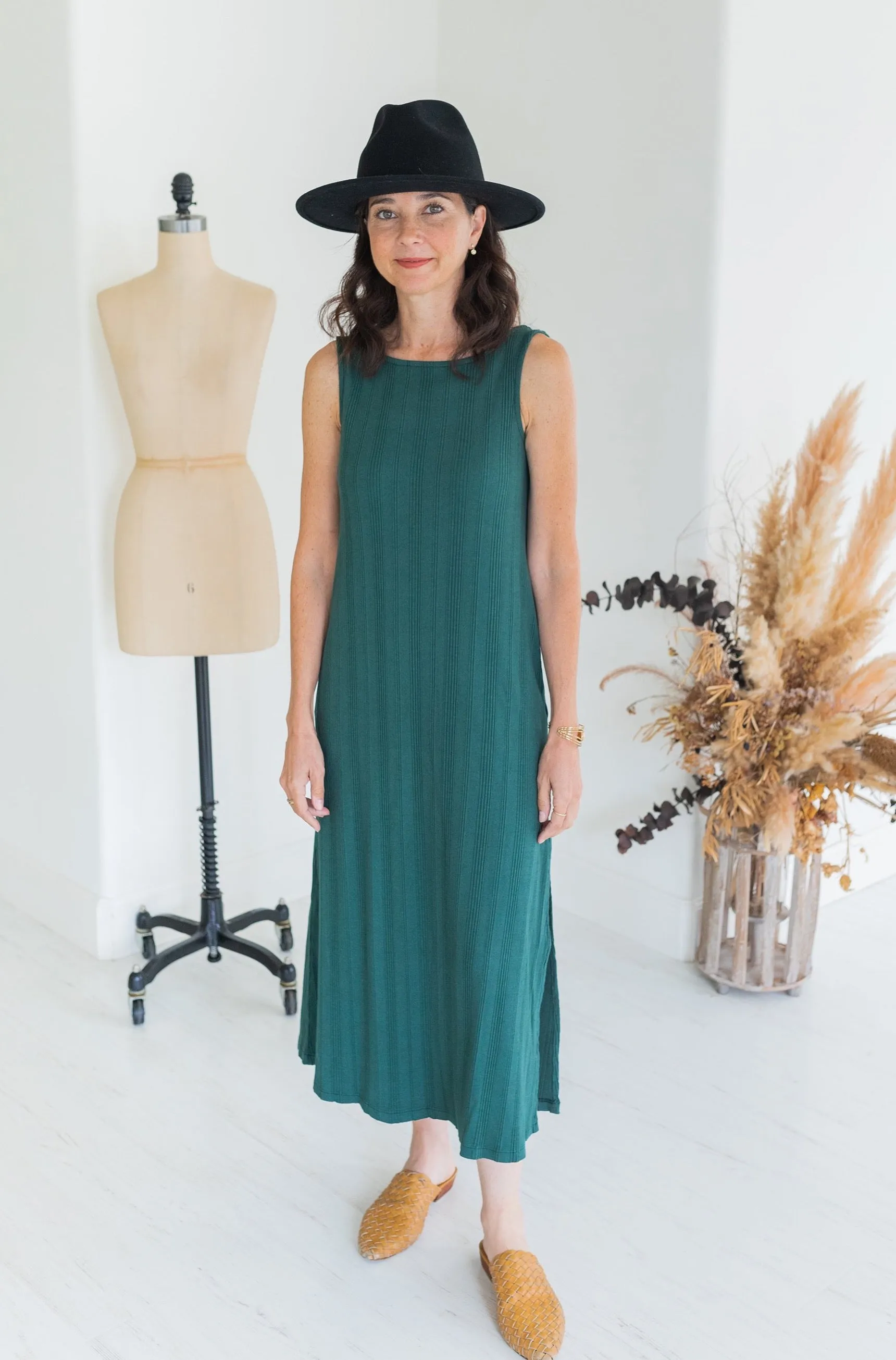 Fortuna Wide Rib Dress - Jade
