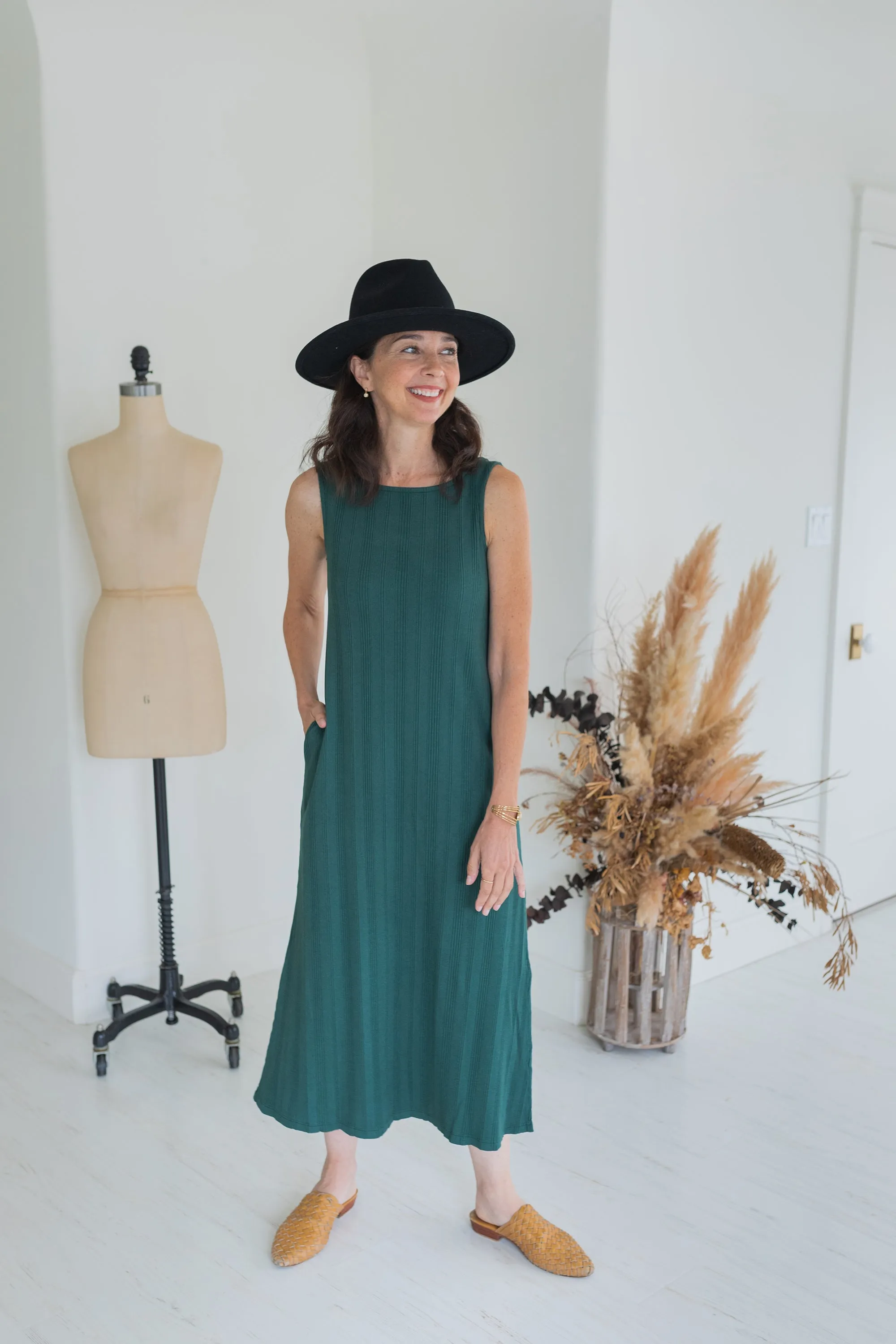 Fortuna Wide Rib Dress - Jade