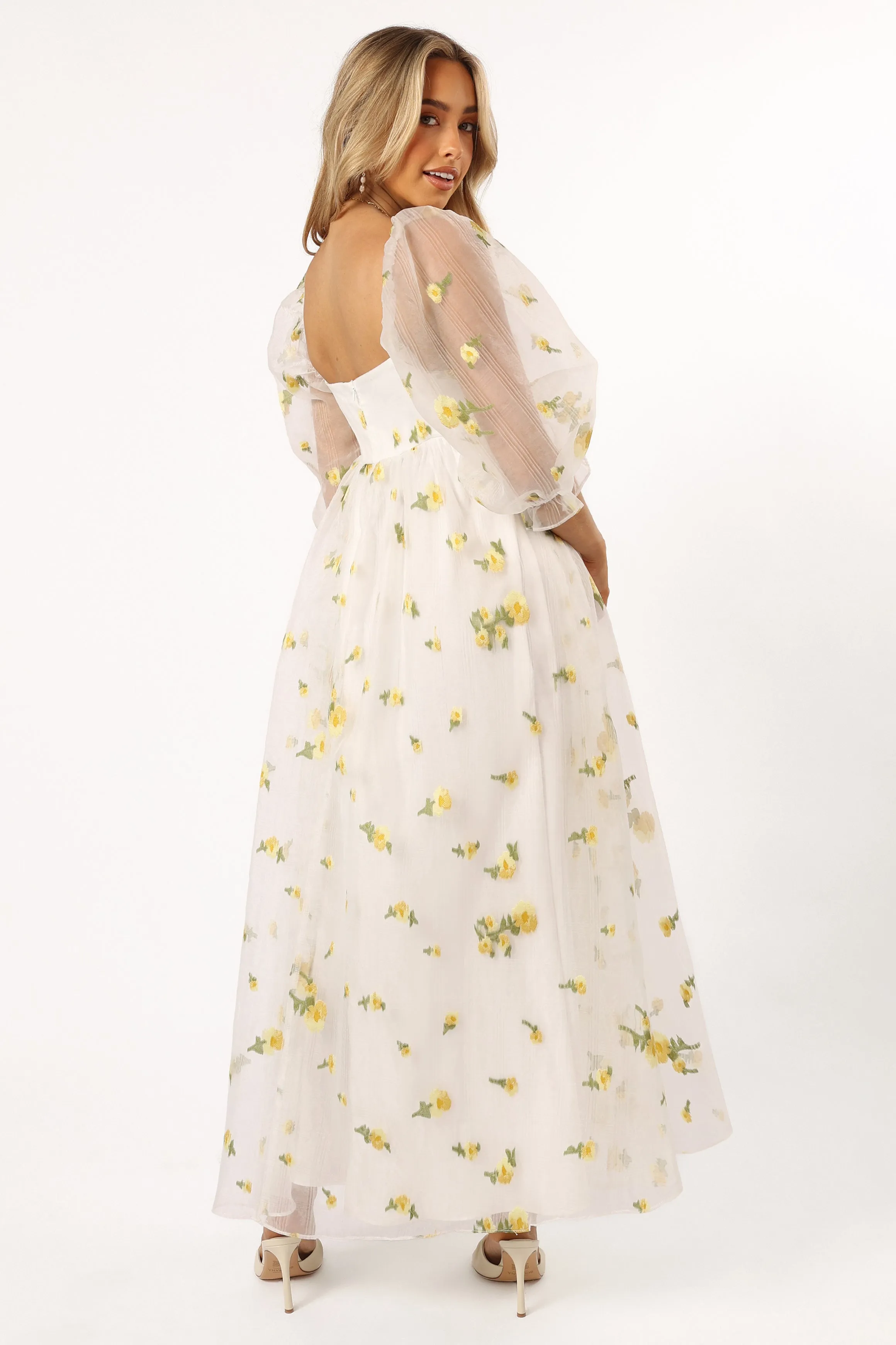Kordyn Maxi Dress - White Yellow Floral