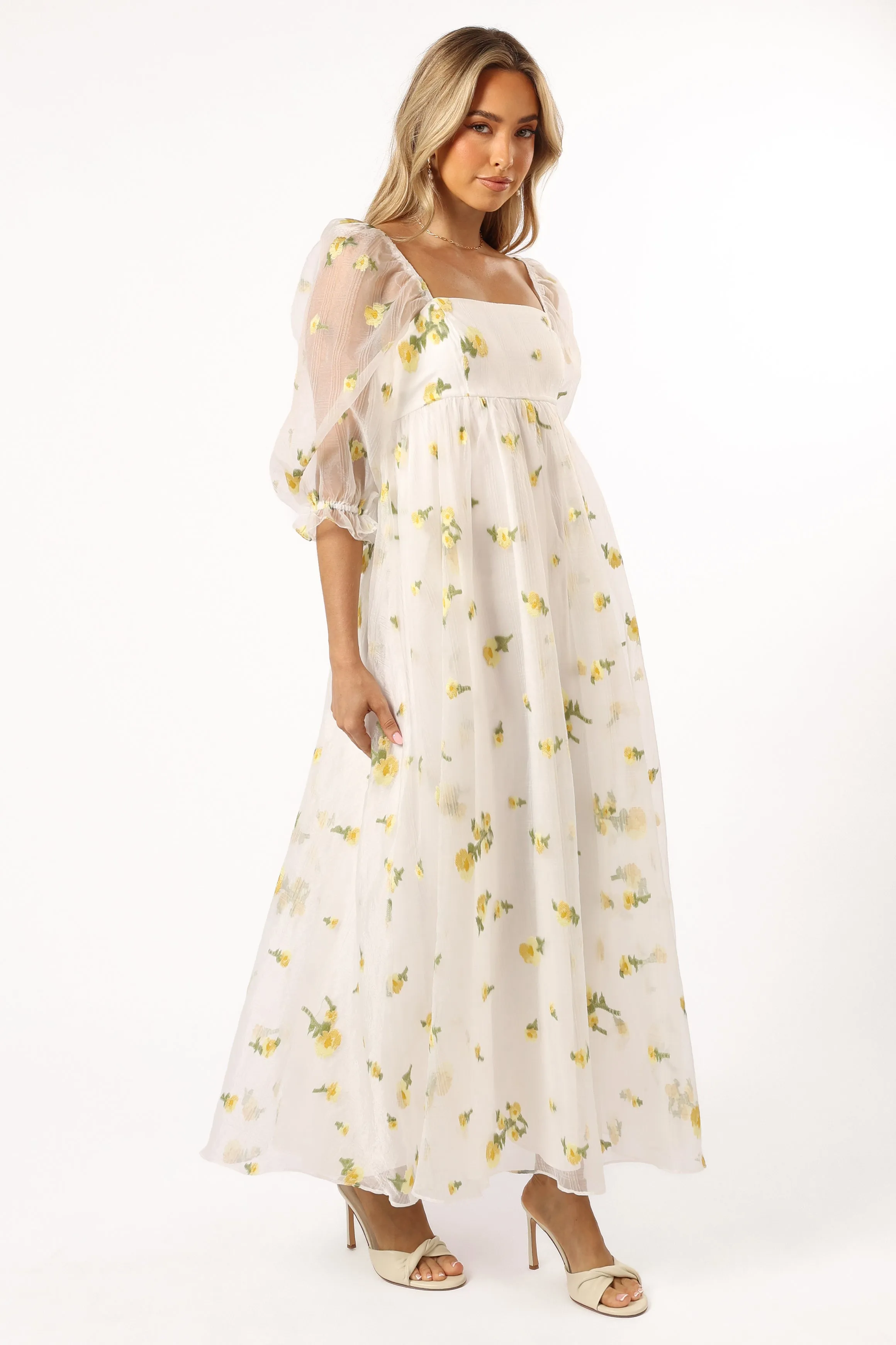 Kordyn Maxi Dress - White Yellow Floral