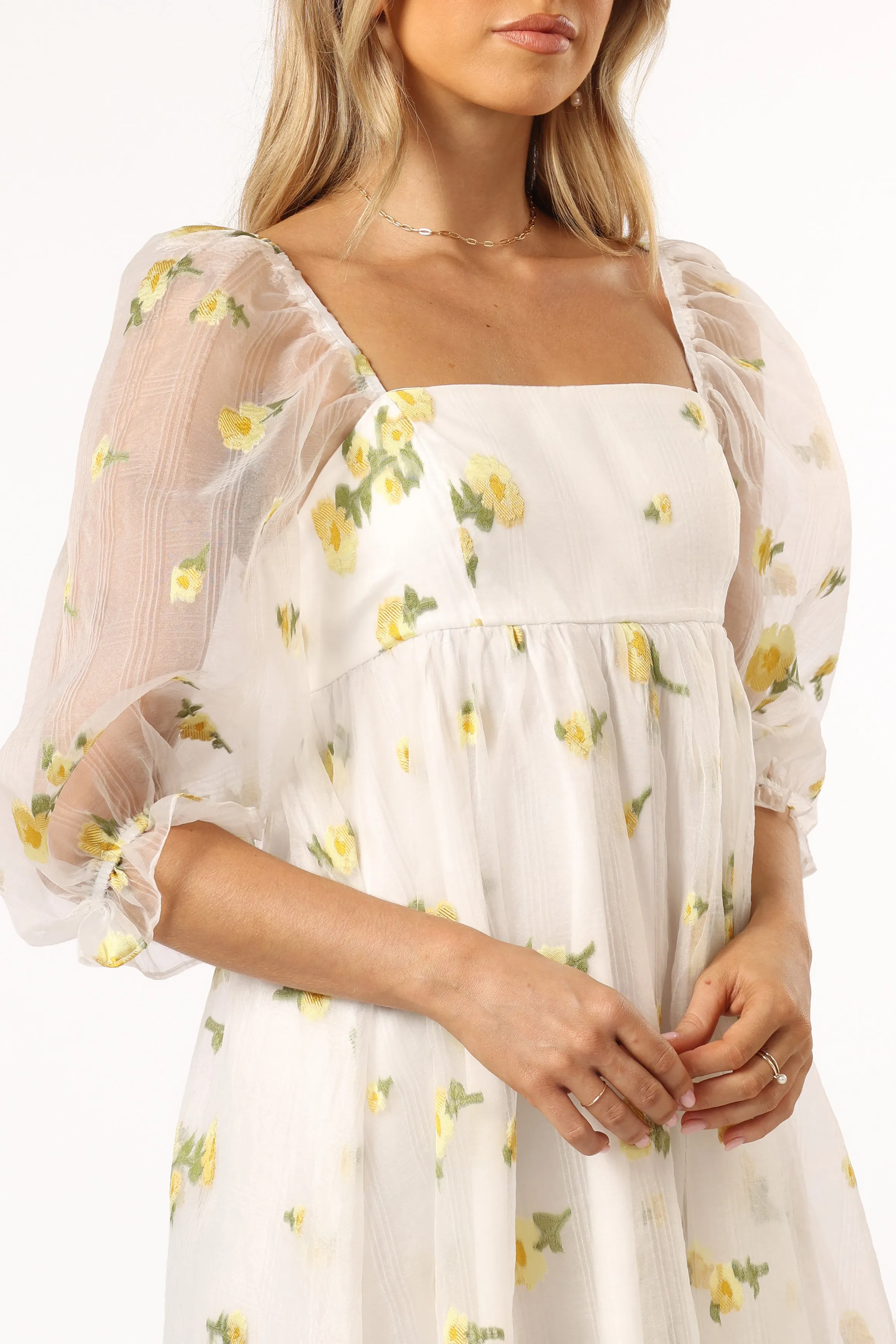 Kordyn Maxi Dress - White Yellow Floral