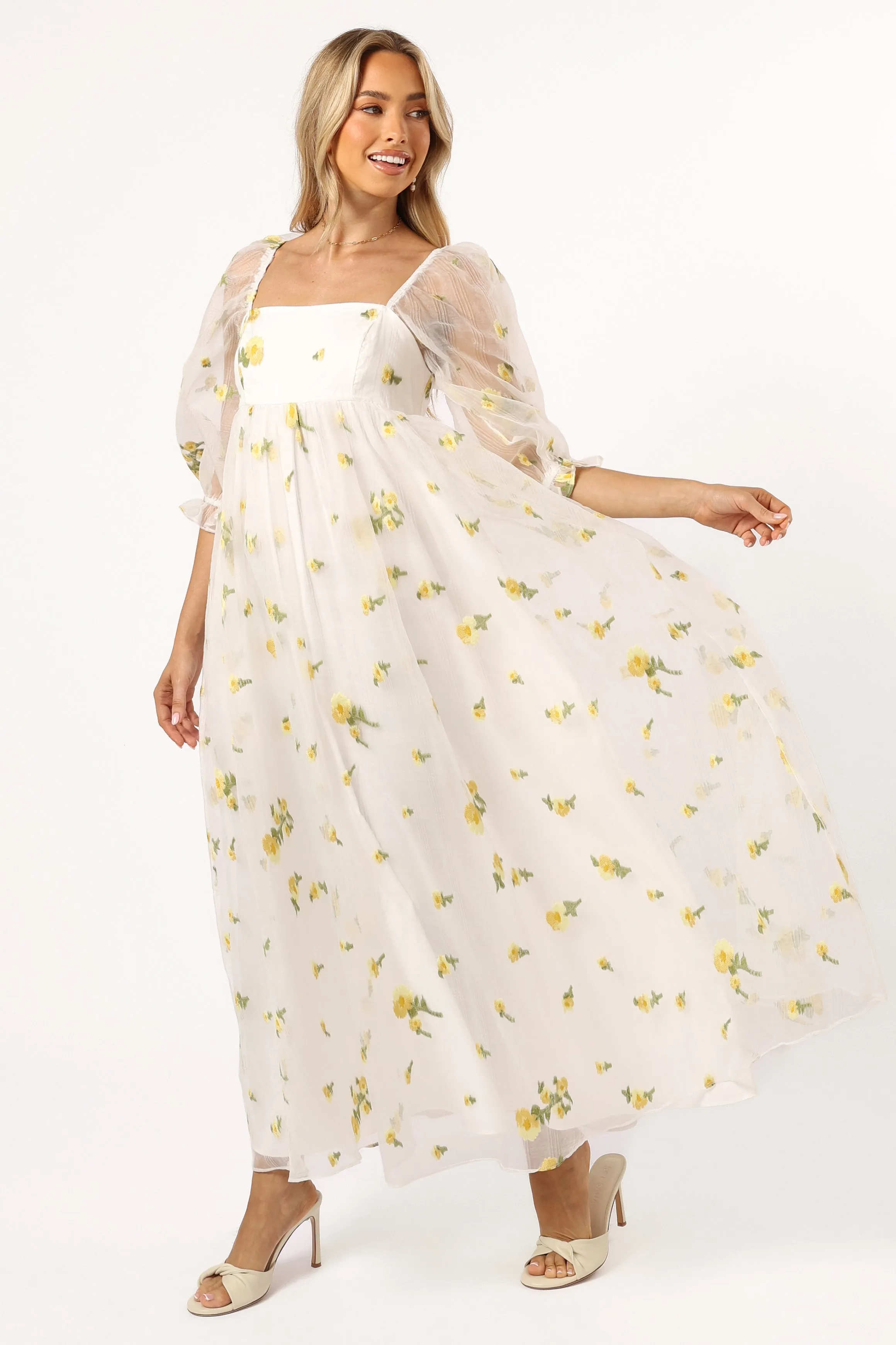 Kordyn Maxi Dress - White Yellow Floral
