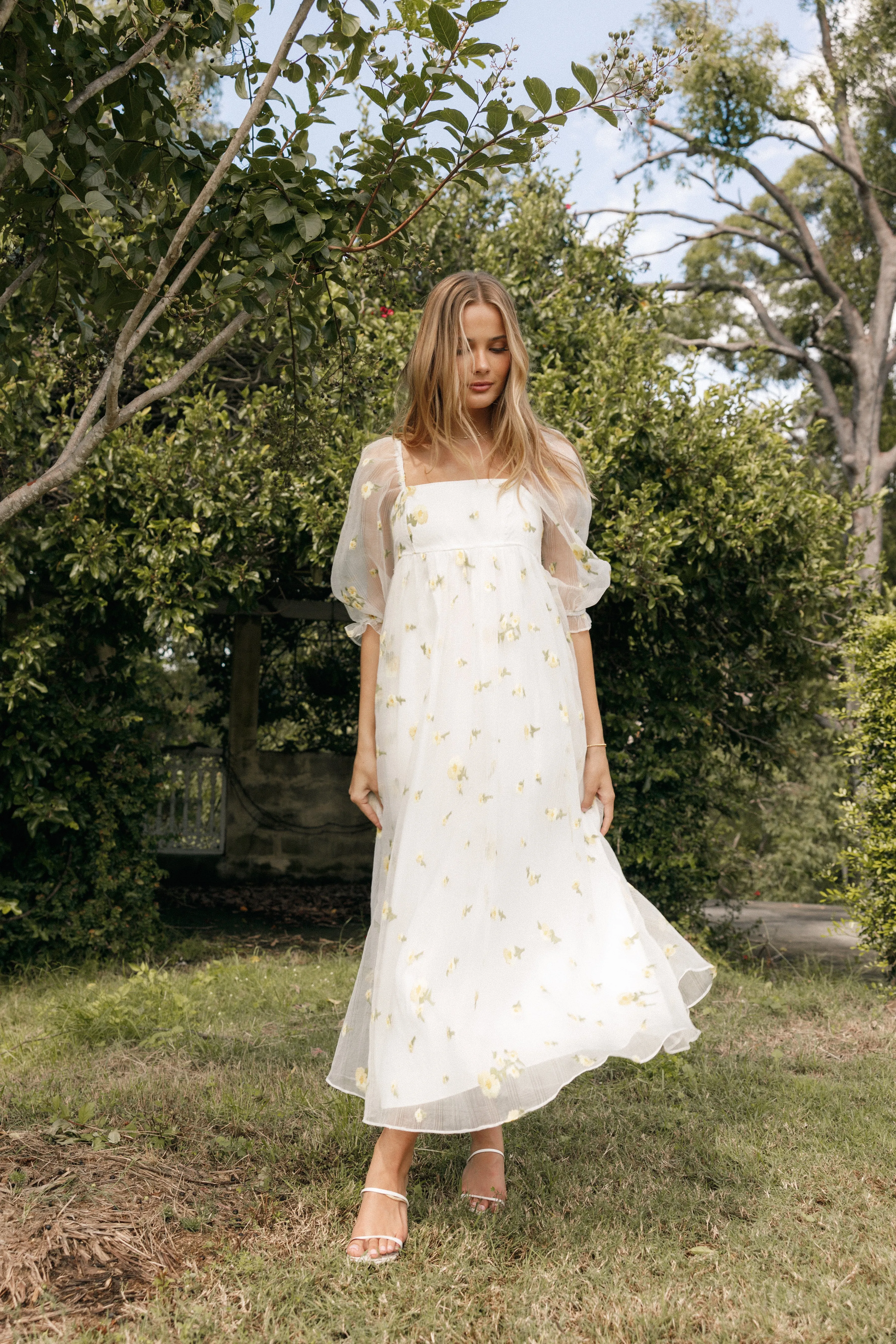 Kordyn Maxi Dress - White Yellow Floral