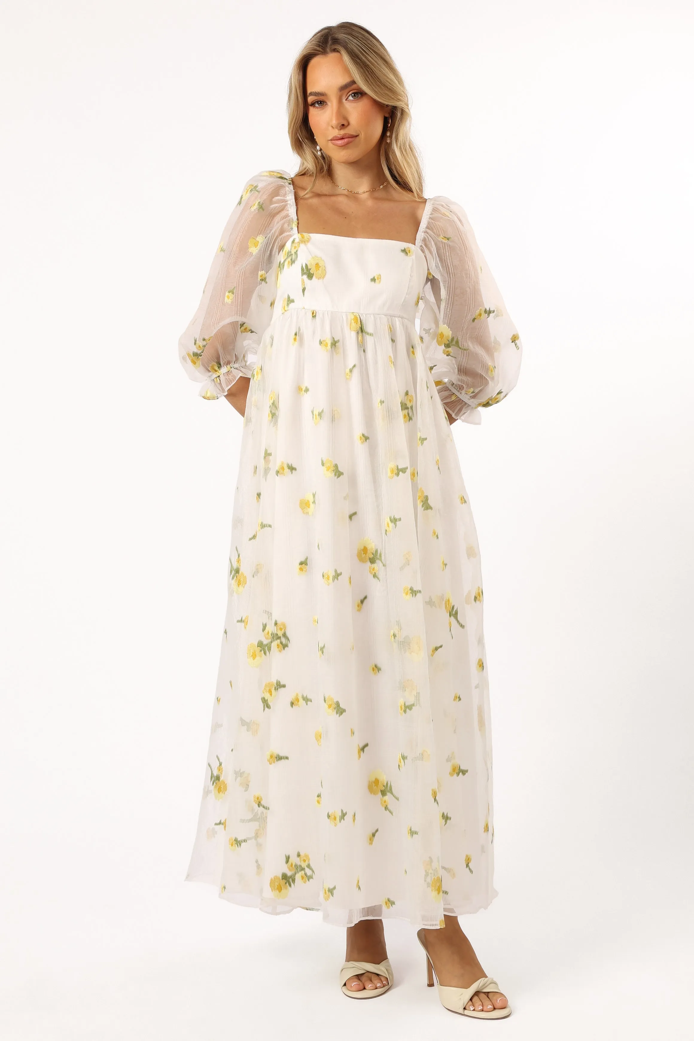 Kordyn Maxi Dress - White Yellow Floral