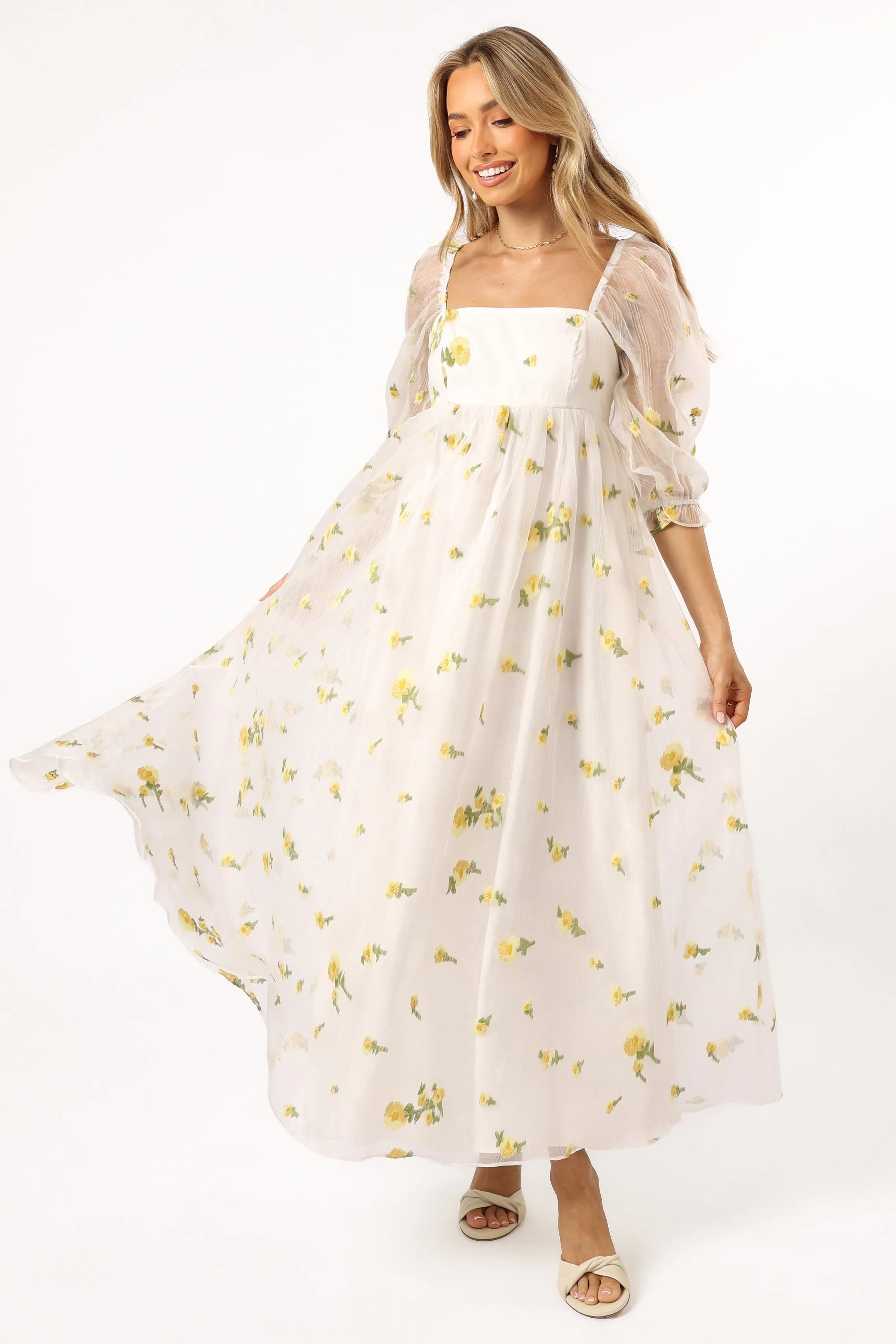Kordyn Maxi Dress - White Yellow Floral
