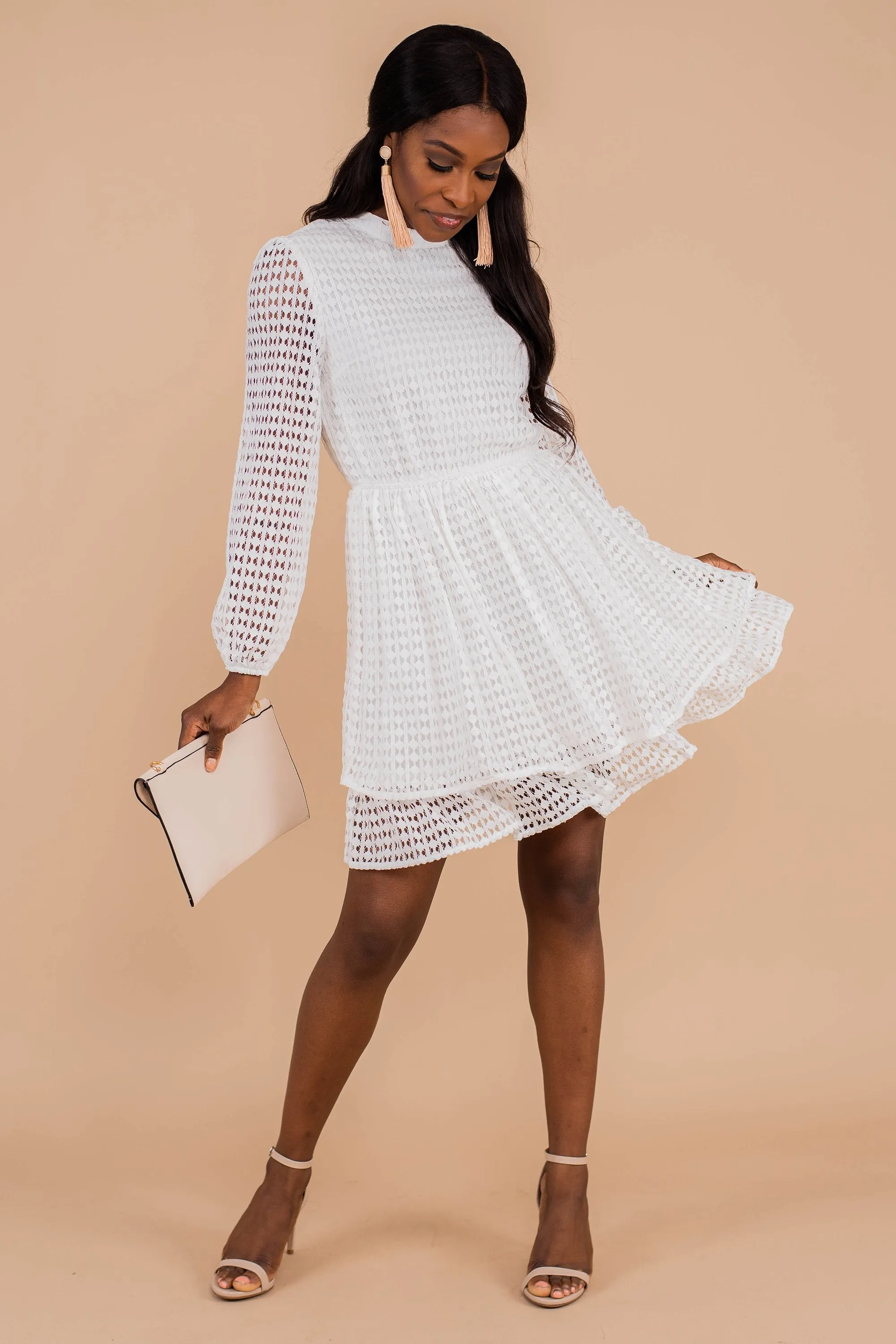 Make An Impression White Lace Dress