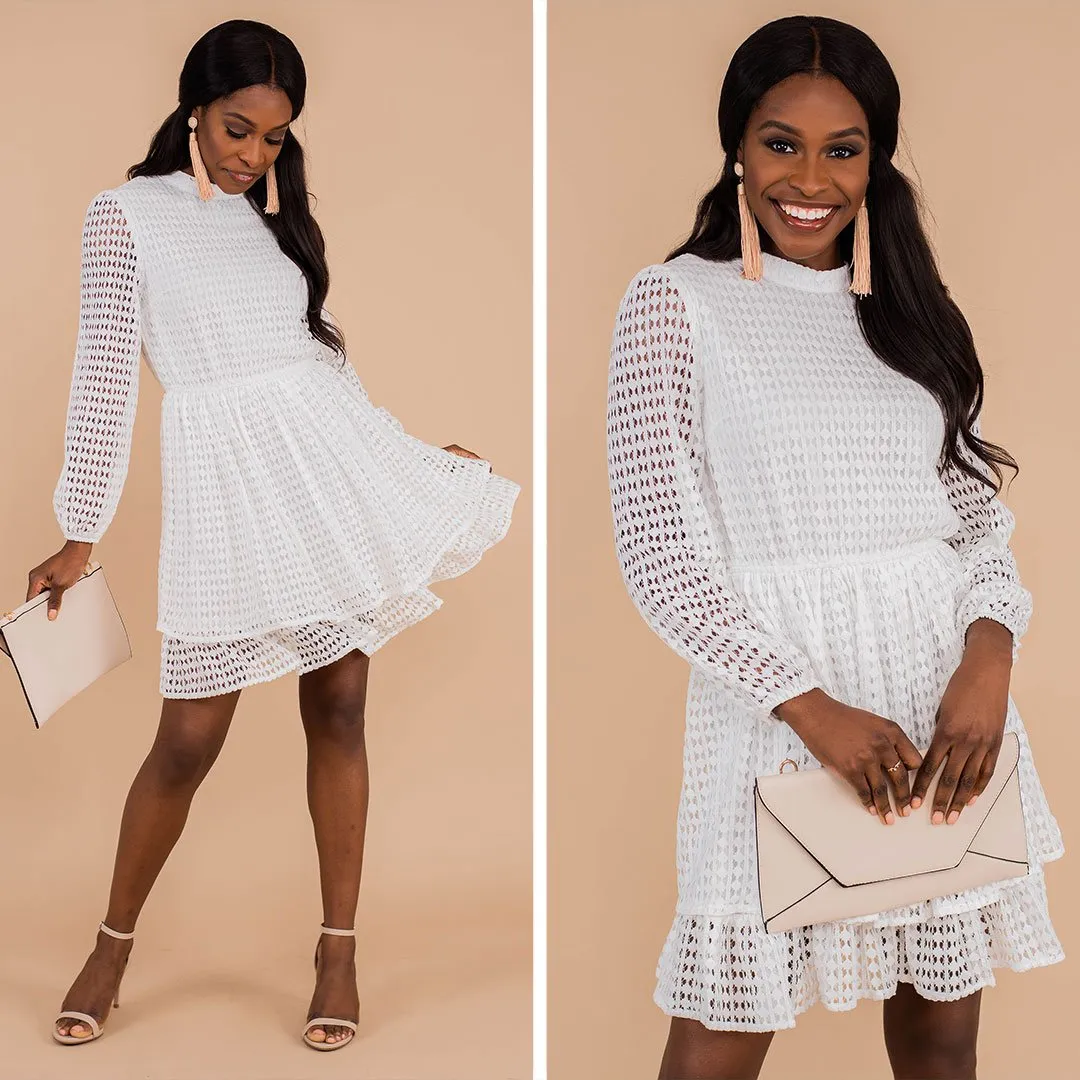 Make An Impression White Lace Dress