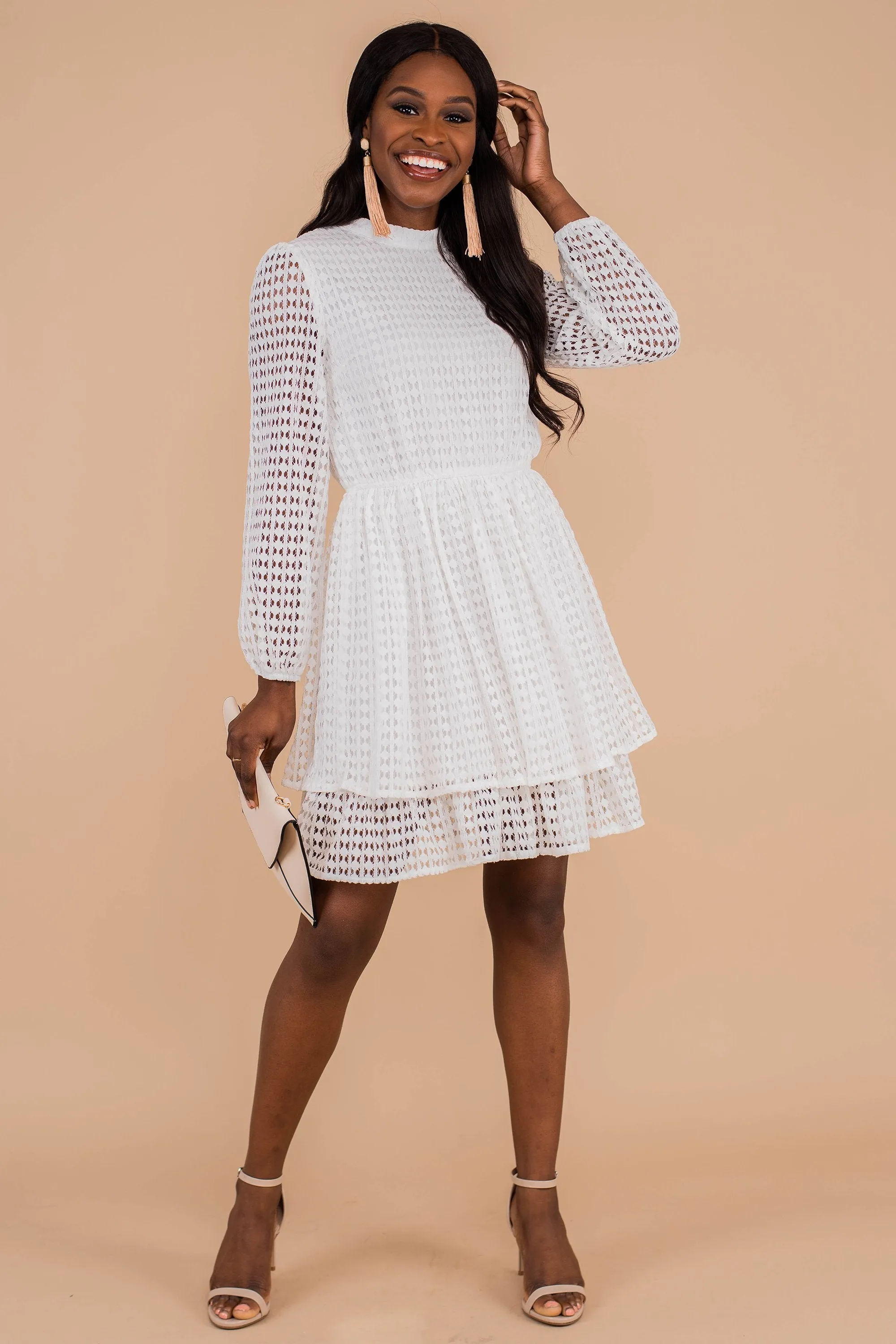 Make An Impression White Lace Dress