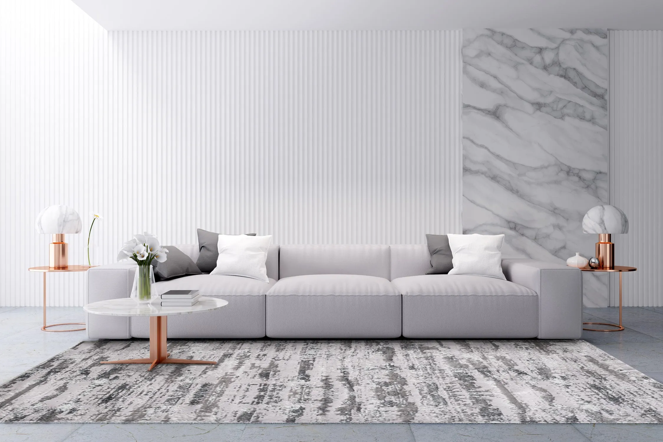 Milano Collection Manhattan Silver Woven Area Rug 7.8x10.5