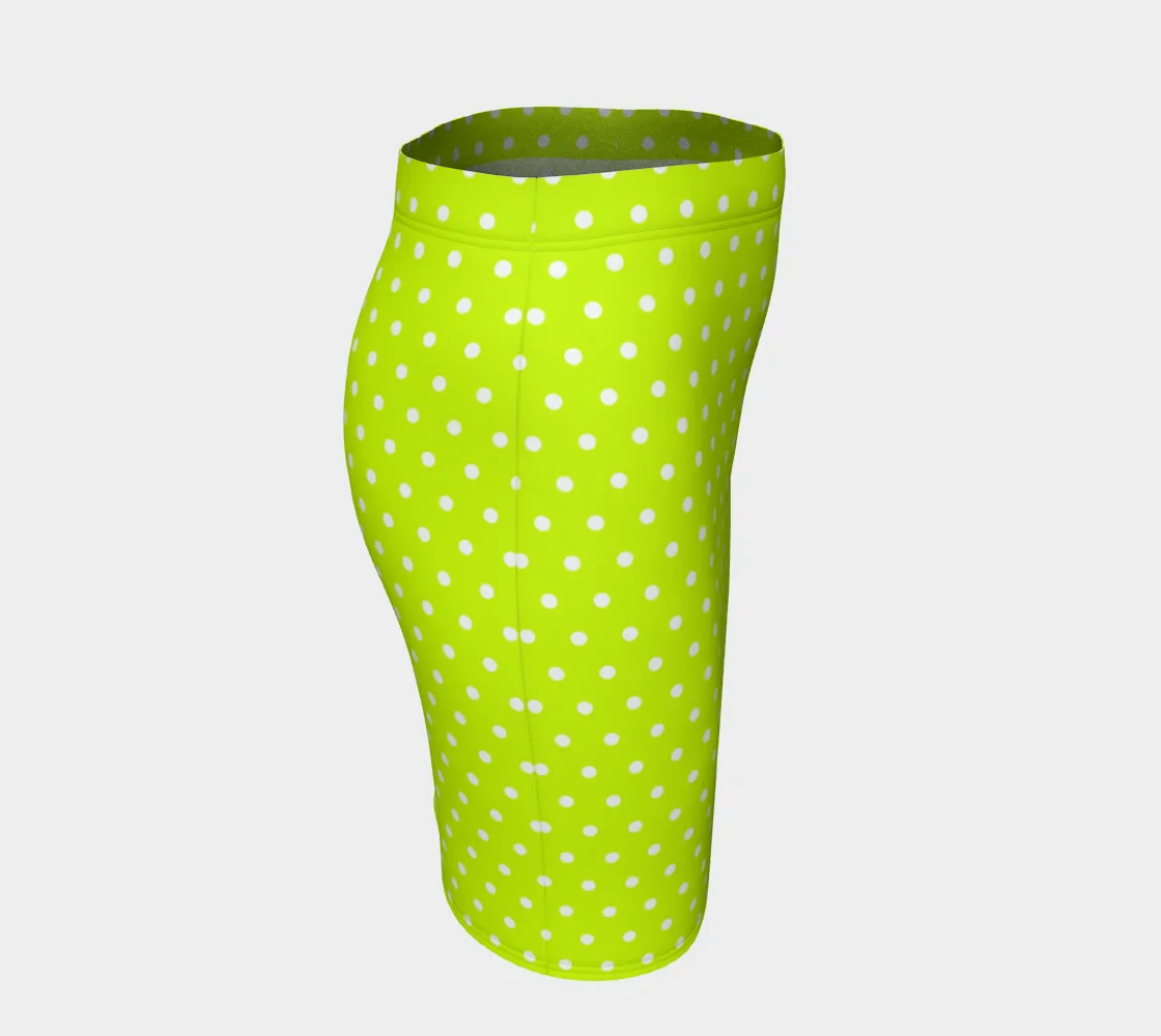 Neon Green Polka Dot Fitted Skirt