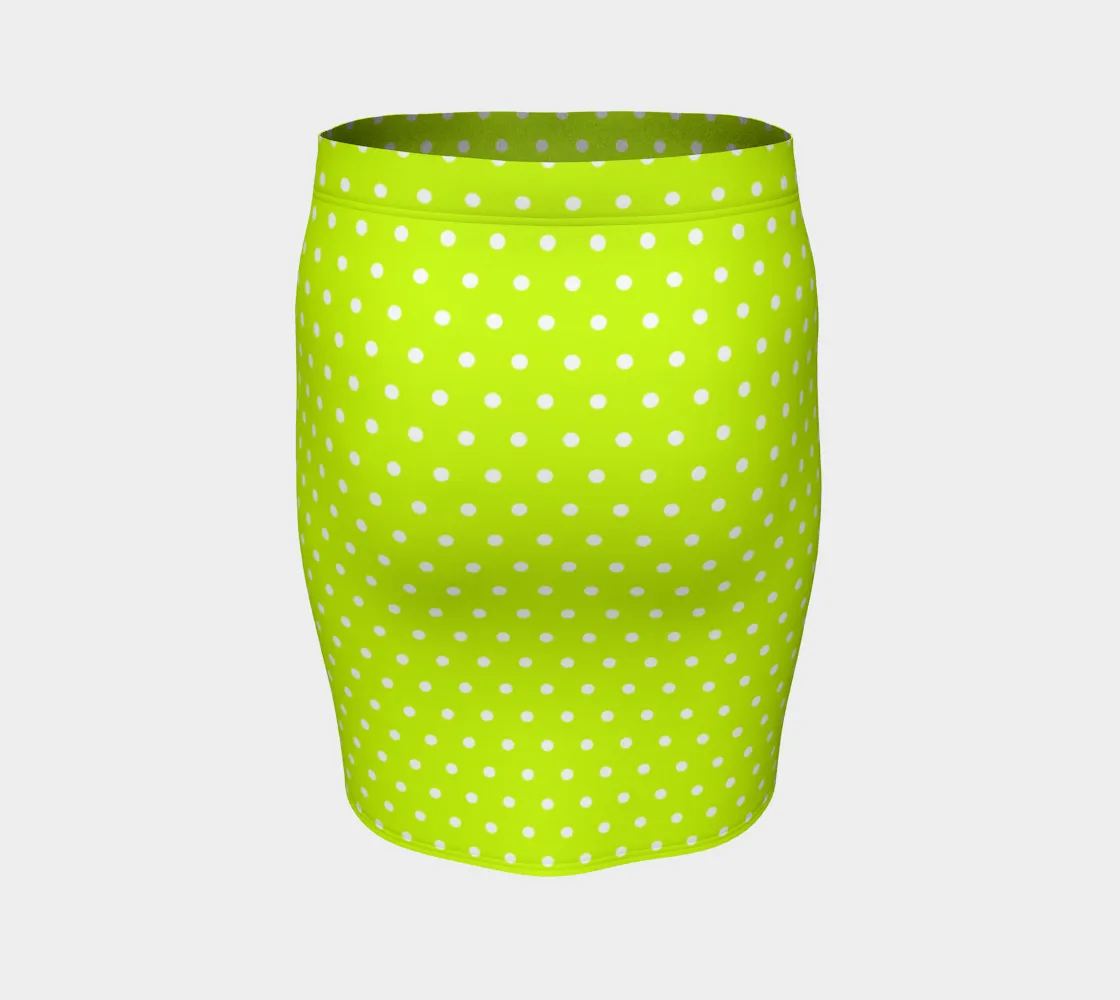 Neon Green Polka Dot Fitted Skirt