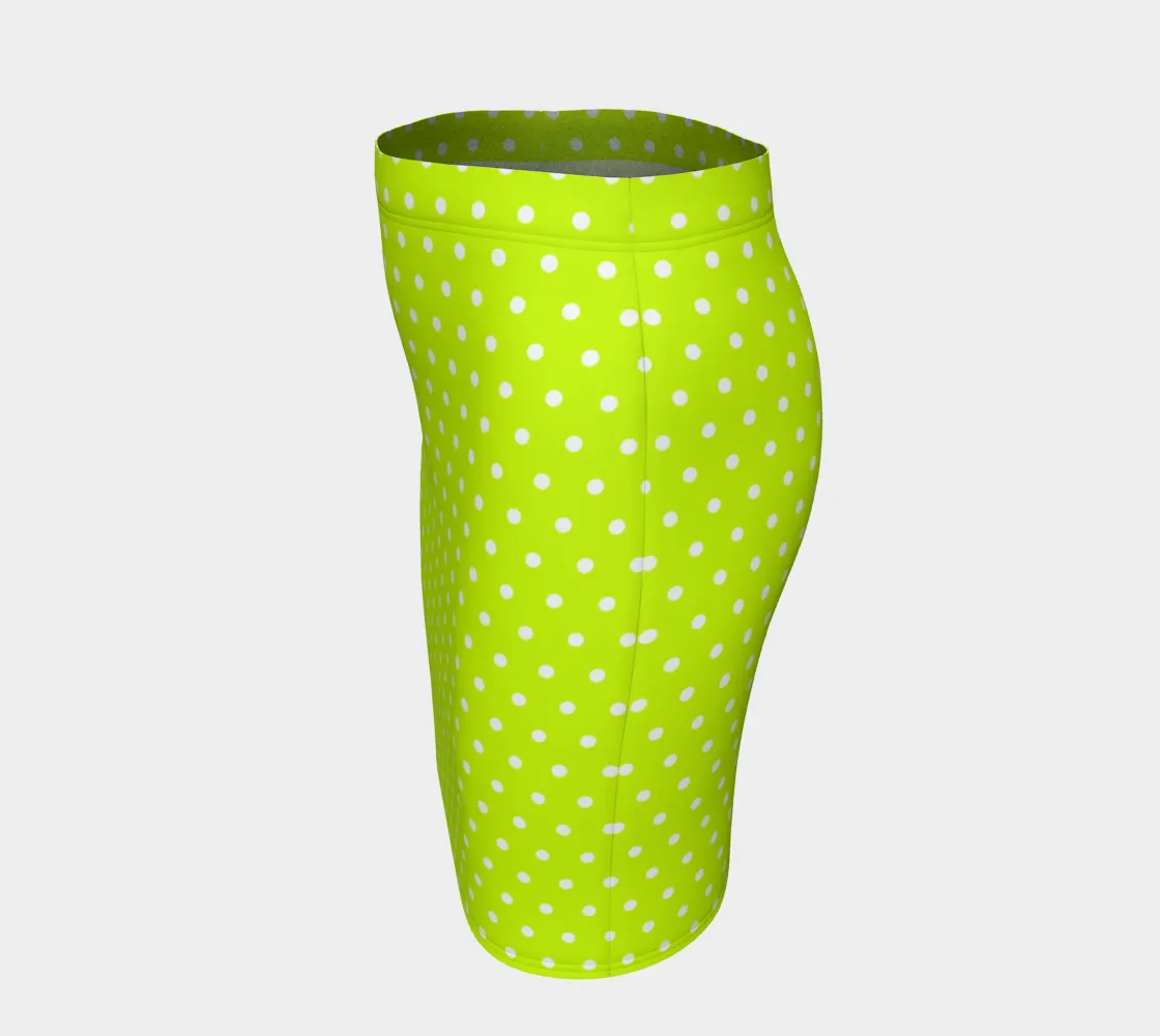 Neon Green Polka Dot Fitted Skirt