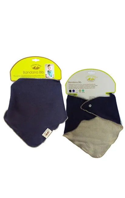 Organic Bandana Bib - Reversible Navy Blue/Beige