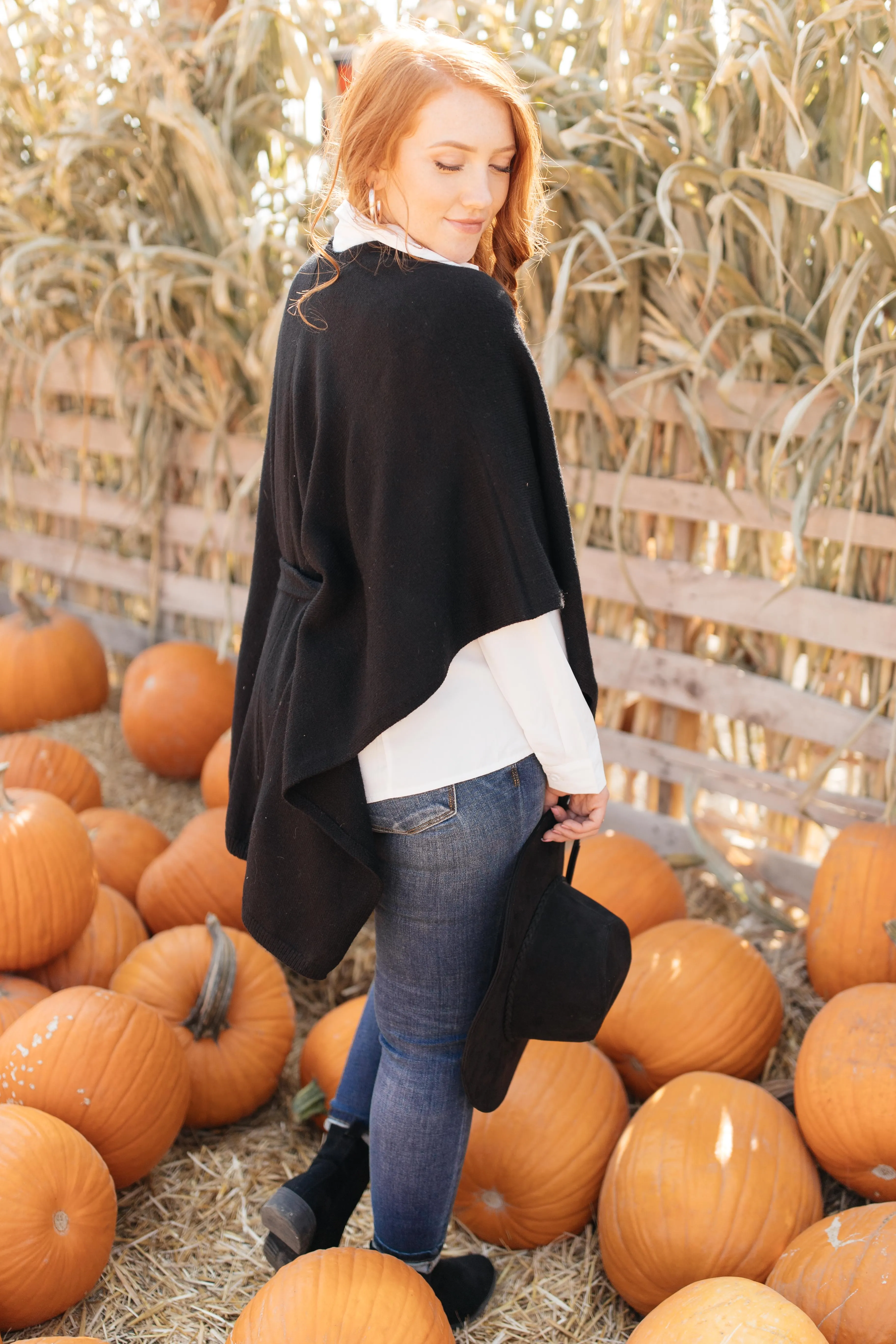Perfect Poncho Cardigan in Black