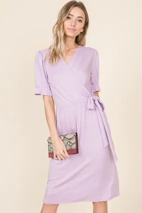 Roslyn Tie Knee Length Dress in Mauve