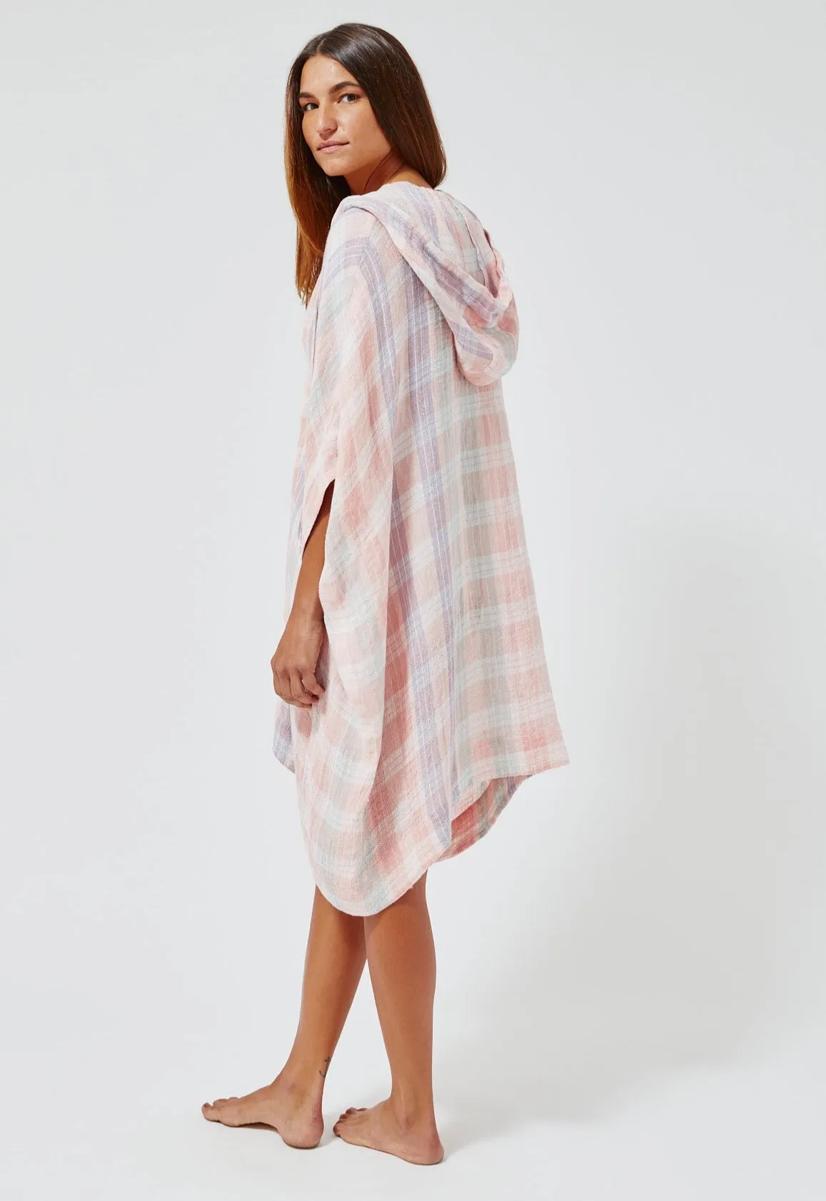 THE HOODED PONCHO in MADRAS GAUZE