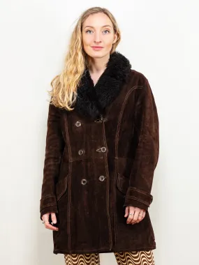 Vintage 70's Women Penny Lane Suede Coat in Brown
