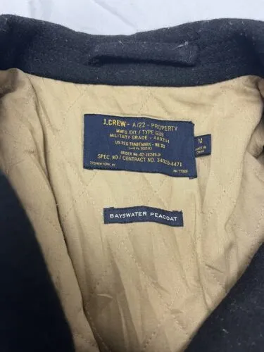 Vintage J. Crew Bayswater Wool Peacoat Size Medium Black