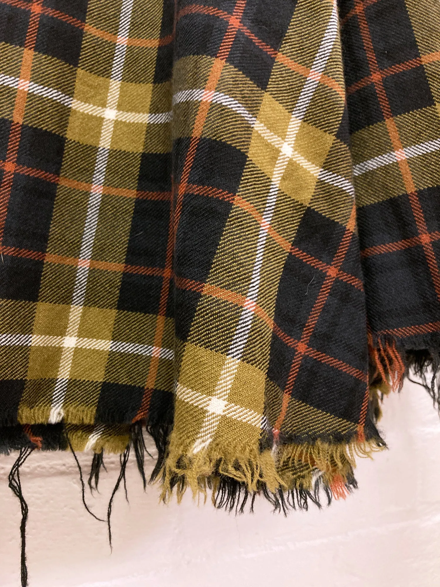 Y’S Yohji Yamamoto yellow plaid wool raw hem suspender skirt - M