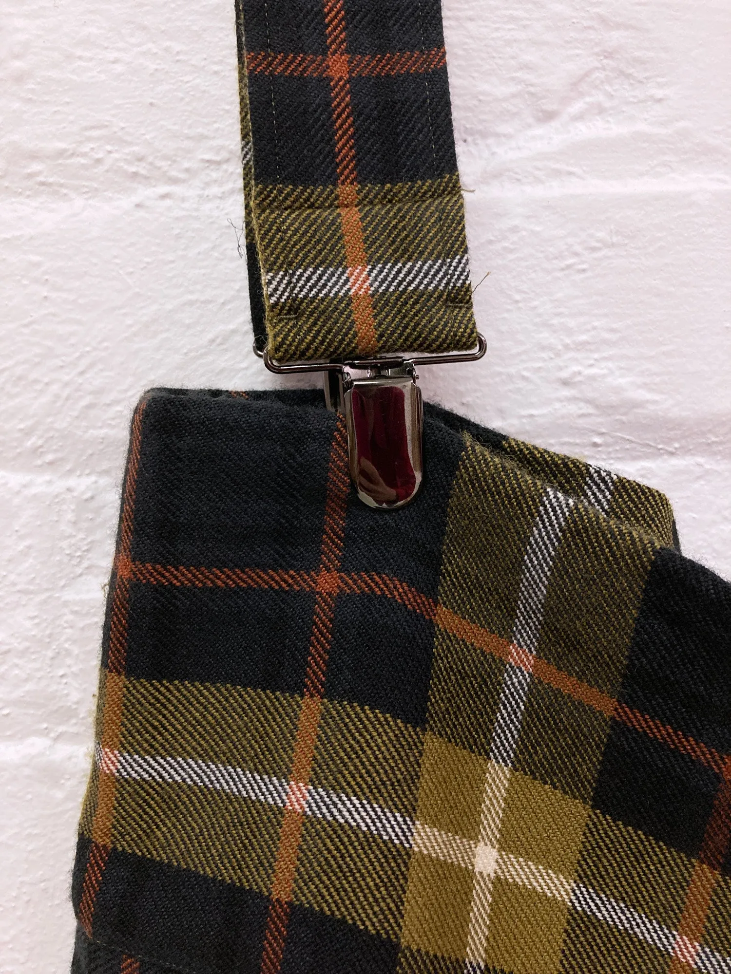 Y’S Yohji Yamamoto yellow plaid wool raw hem suspender skirt - M