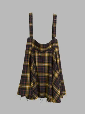Y’S Yohji Yamamoto yellow plaid wool raw hem suspender skirt - M