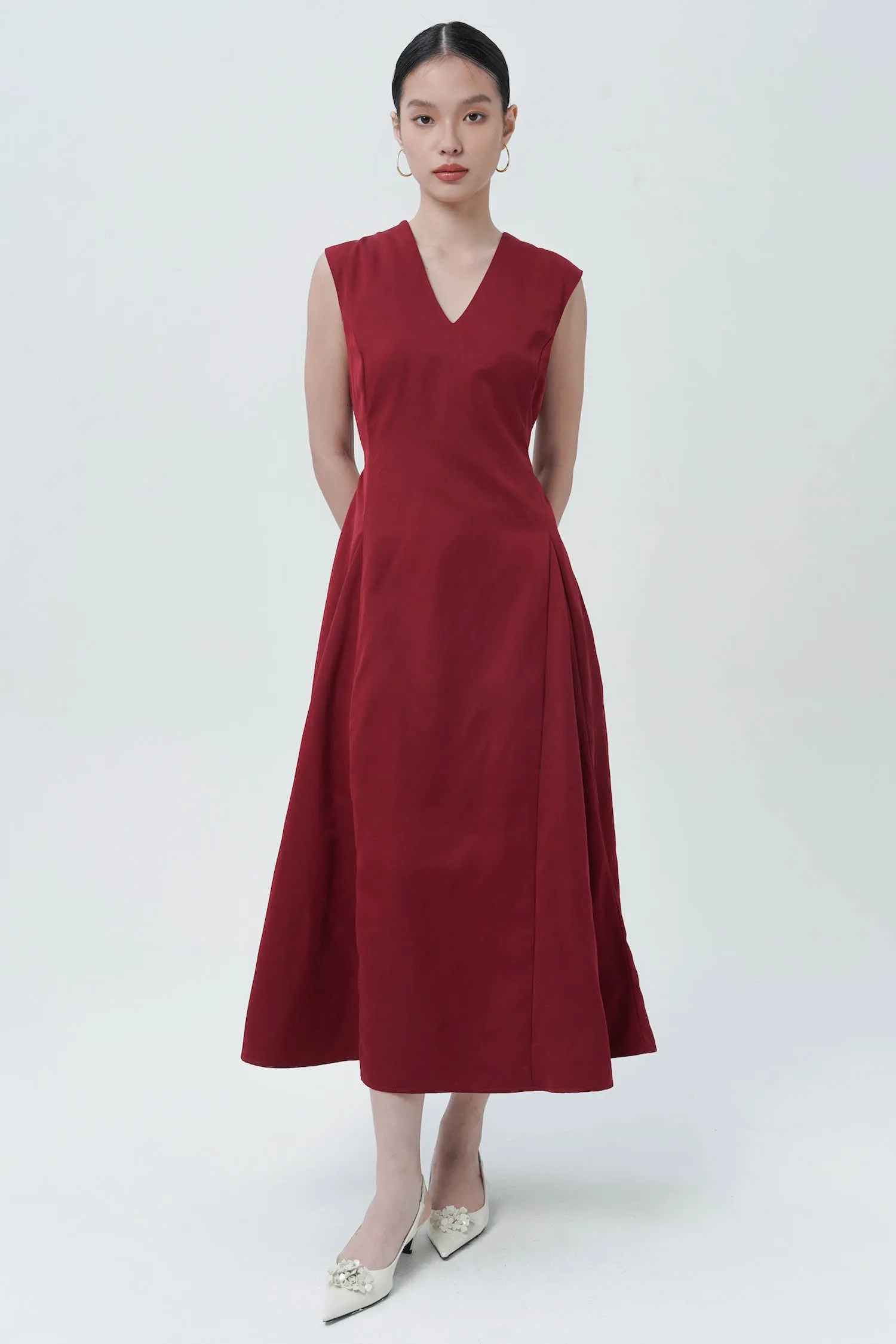 Zipa Midi Dress In Maroon (S LEFT)
