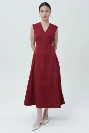 Zipa Midi Dress In Maroon (S LEFT)