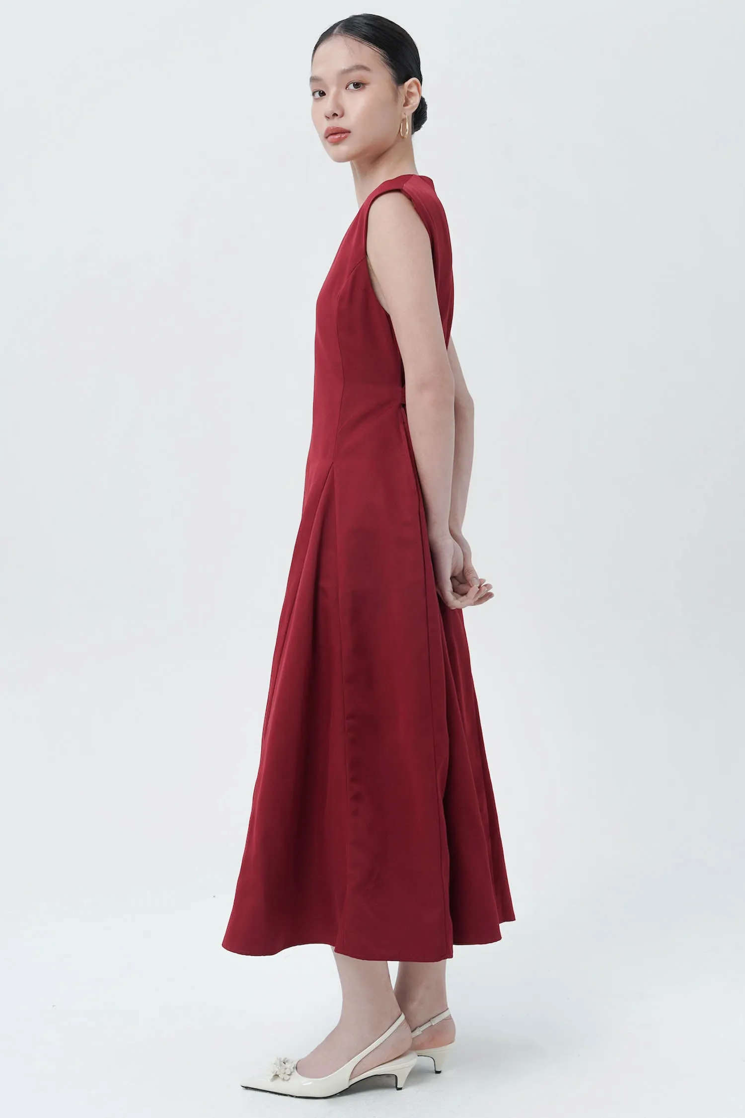 Zipa Midi Dress In Maroon (S LEFT)